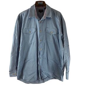 Roper Western Wear Long Sleeve Button Down Shirt Blue Size XL Cotton